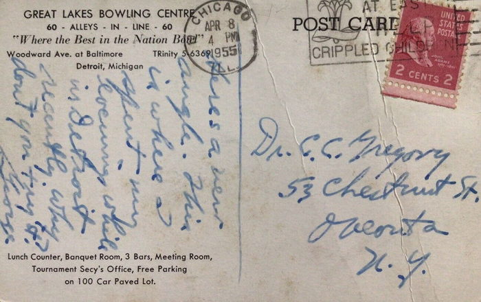 Great Lakes Bowling Centre - Old Postcard